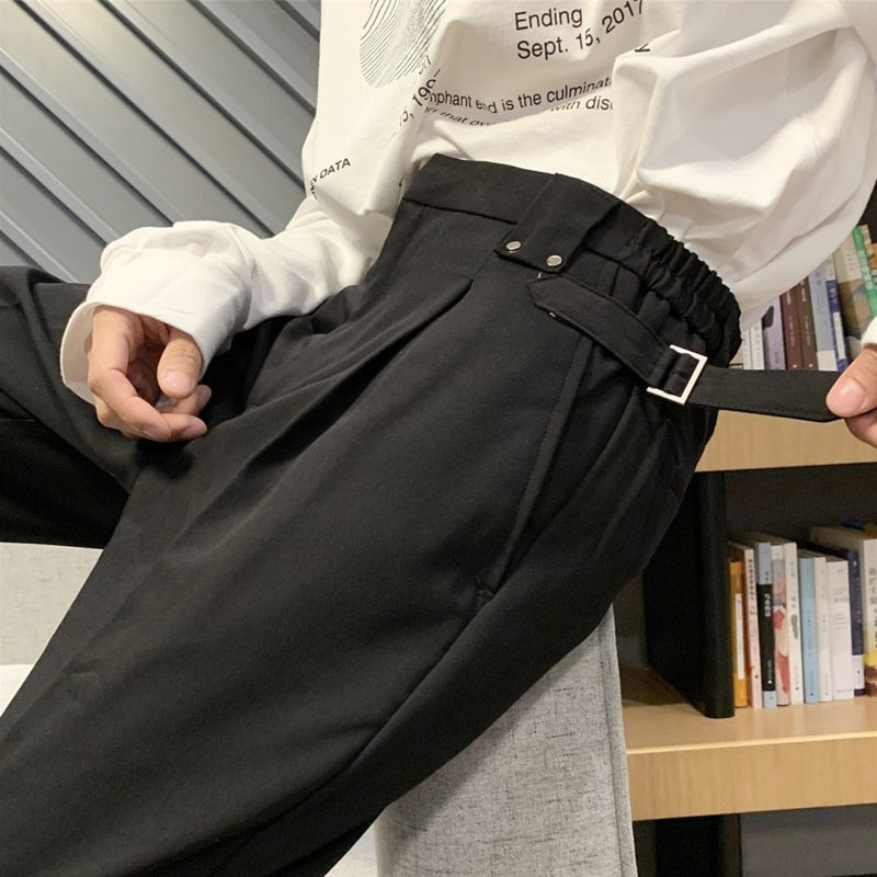 Solid Color Suit Pants Men Fashion Business Society Mens Dress Pants Korean Loose Straight Pants Mens Office Formal Trousers