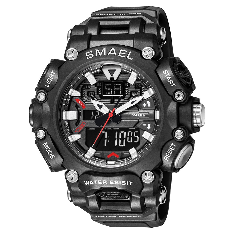 SMAEL Youth Fashion LED Digital Watch Men Alarm Shockproof Dual Wristwatches Chrono Waterproof Big Clock Mens Watches Cool Hour