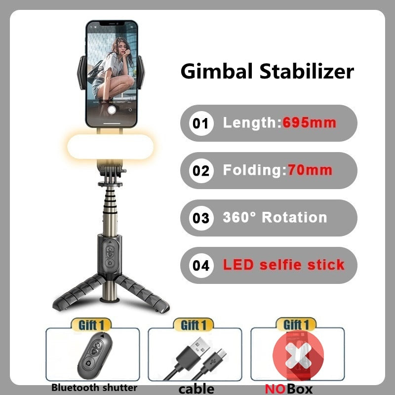 FANGTUOSI Handheld Gimbal Wireless Bluetooth Phone Gimbal Stabilizer With Fill Light Tripod Gimbal Smartphone Stabilizer Gimbal