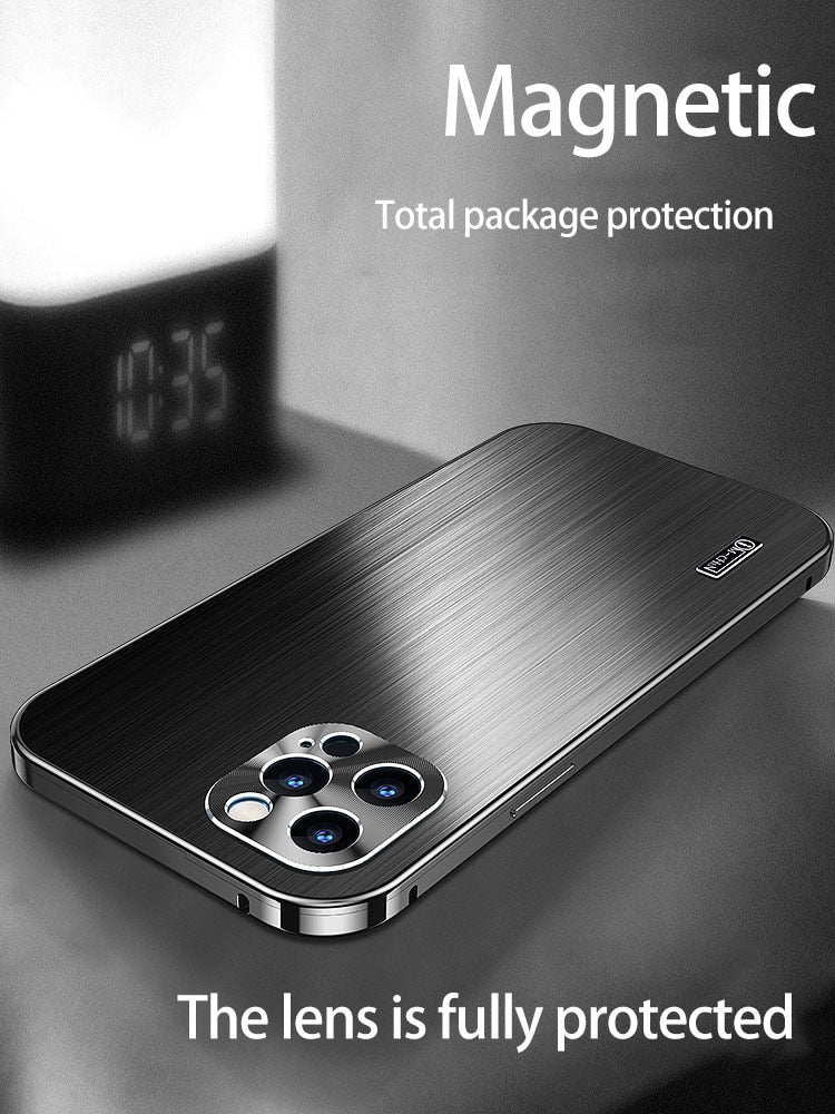 Metal Magnetic Shell For iphone 13 12 Pro Max Phone Case Built in Lens protection titanium alloy stainless steel ultrathin cover