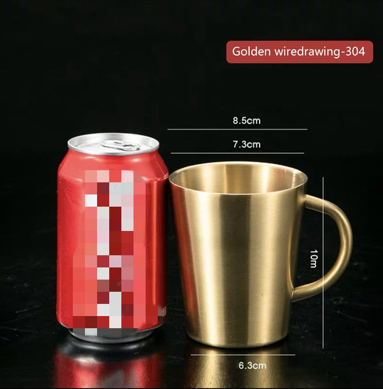 High Quality 304 Stainless Steel Double-layer Coffee Cup Heat Insulation Anti-scalding Tea Cup Beer Mug