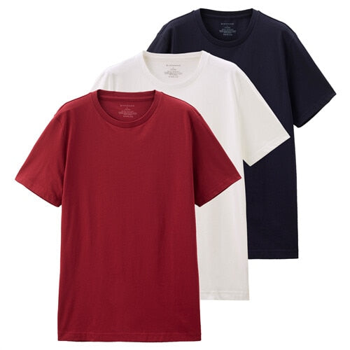 Giordano Men T Shirt Cotton Short Sleeve 3-pack Tshirt Solid Tee Summer Beathable Male Tops Clothing Camiseta Masculina 01245504