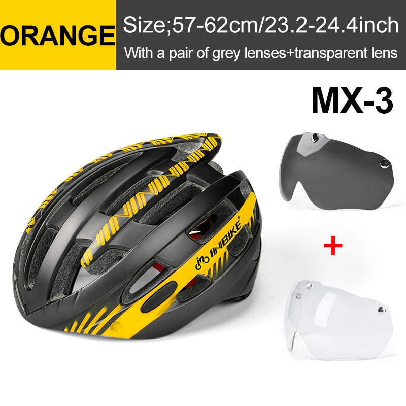 INBIKE Cycling Helmet Ultralight Bicycle Helmets Man with Goggles MTB Bike Helmet Men Women Mountain Road Sport Specialiced MX-3