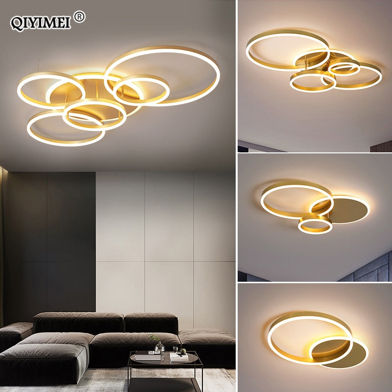 Gold White Modern LED Chandelier Lighting For Living Study Room Lights Indoor Lamps Parlor Foyer Lustres Chandeliers Luminaire