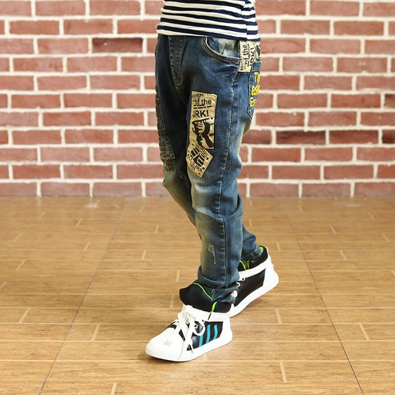 Children clothes long style cotton boys jeans 3-15Y Autumn spring teenage denim trousers teenage boy trousers casual pants