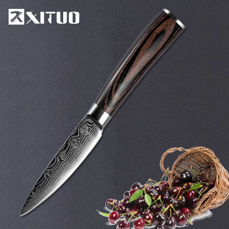 XITUO 1-5PCS set Chef Knife Japanese Stainless Steel Sanding Laser Pattern Knives Professional Sharp Blade Knife Cooking Tool