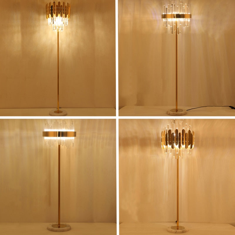 New Luxury Modern Crystal Gold Stand Floor Lamp LED For Bedroom Living Room Indoor Home Light Fixtures