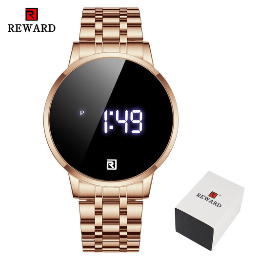 REWARD Men Watches Top Luxury Brand Fashion Touch LED Digital Watch Men Gold Steel Band Waterproof Wristwatch relogios masculino