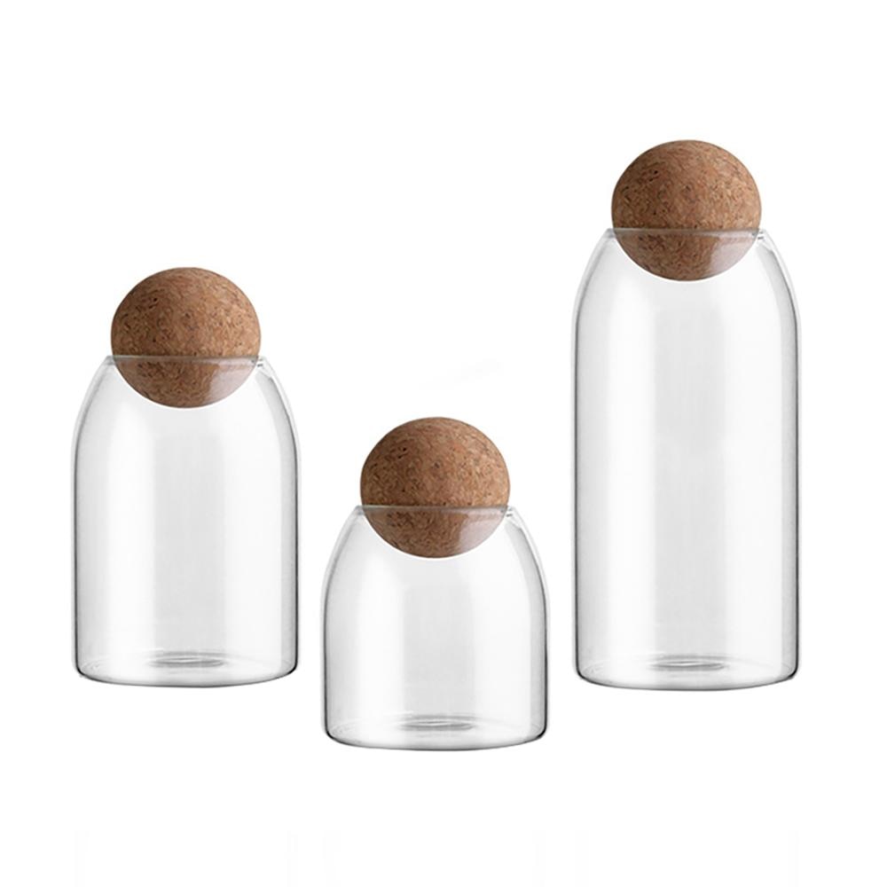 Transparent Lead-Free Glass Cork Sealed Can Storage Tank Grains Storage Jar Creative Cork Tea Containers Kitchen Storage