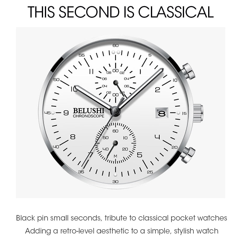 BELUSHI Fashion Men&#39;s Watches Top Brand Luxury Ultra-Thin Mesh Steel Sport Quartz Watch Men Waterproof Clock Relogio Masculino