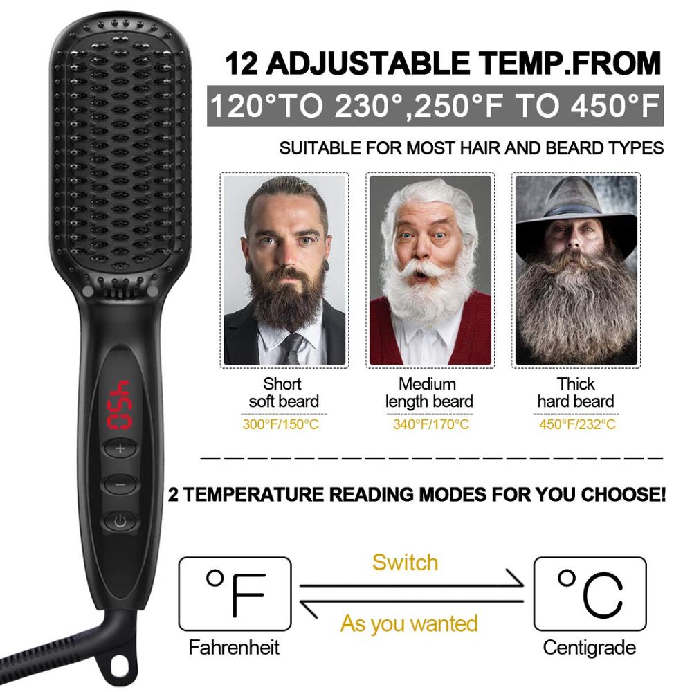 Hair Straightener Hot Comb Pro LCD Heating Electric Ionic Straighten Hair Styles Anti Static Ceramic Straightening Beard Comb