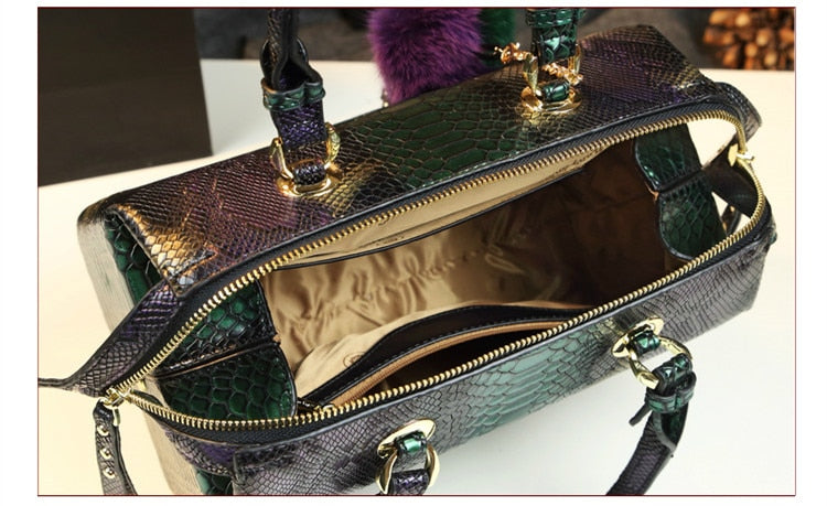 Luxury Fashion Genuine Leather Women handbag mother Serpentine portable shopping bag female charm shoulder square Hard box bags