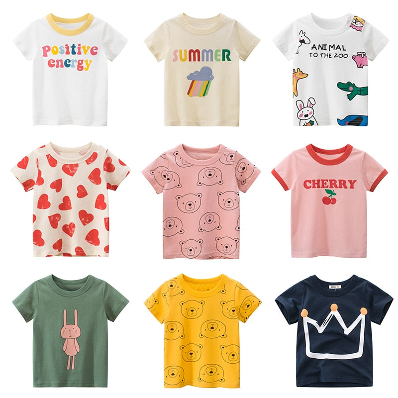 Cotton Children Kids T-shirt For Boys a Boy T Shirt Girls Tops Cartoon Baby Clothes Tee Short Sleeve Child&#39;s Shirts New 2021