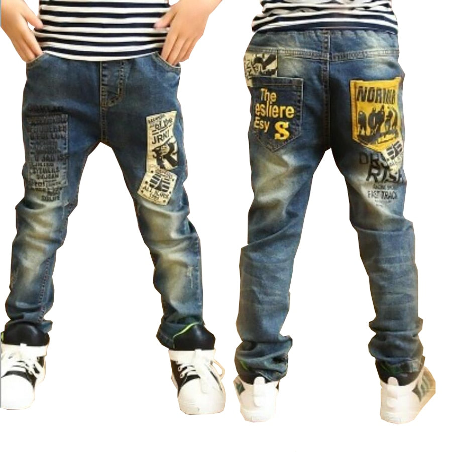 Children clothes long style cotton boys jeans 3-15Y Autumn spring teenage denim trousers teenage boy trousers casual pants