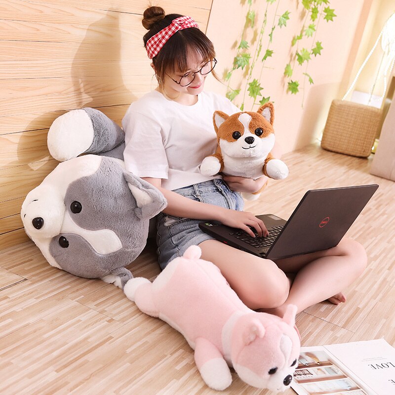 60/80/100cm Lovely Corgi Dog Plush Toy Stuffed Soft Animal Cartoon Pillow Gift for Kids Children