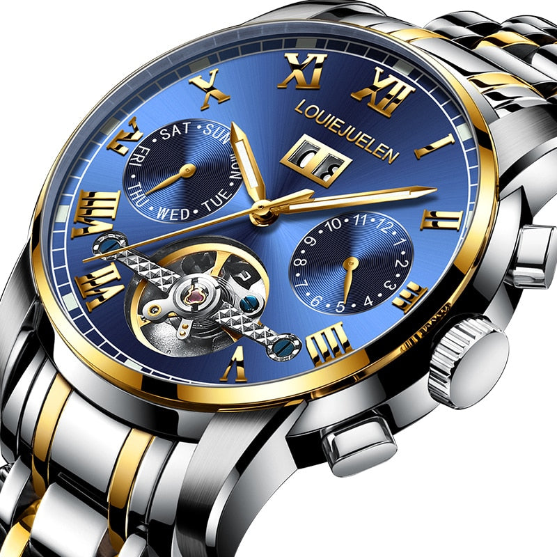 BELUSHI Men Automatic Watches Luxury Business Mechanical Tourbillon Watch Men Luminous Waterproof Wristwatch Relogio Masculino