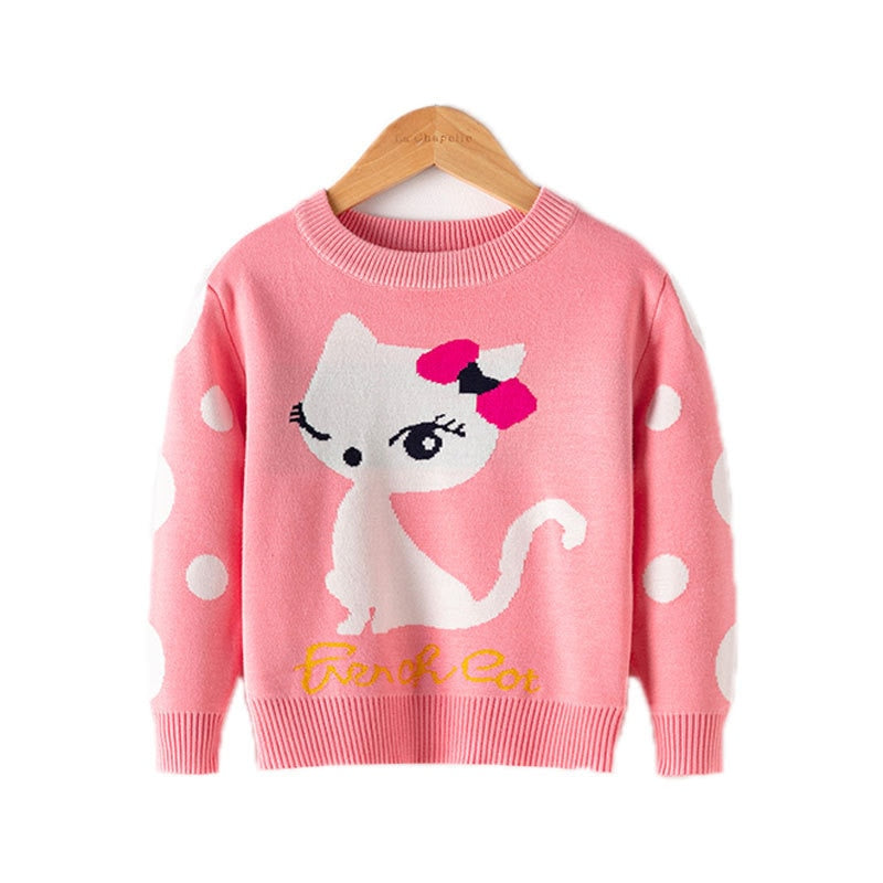 Girls Sweater 2022 Winter Autumn Children Clothing Baby Girl Knitwear Pullover Knitted Sweater Kids Cartoon Print Warm Sweaters