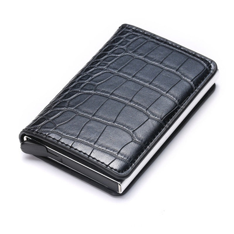 Customized 2022 Credit Card Holder Wallet Men Women RFID Aluminium Bank Cardholder Case Vintage Leather Wallet with Money Clips