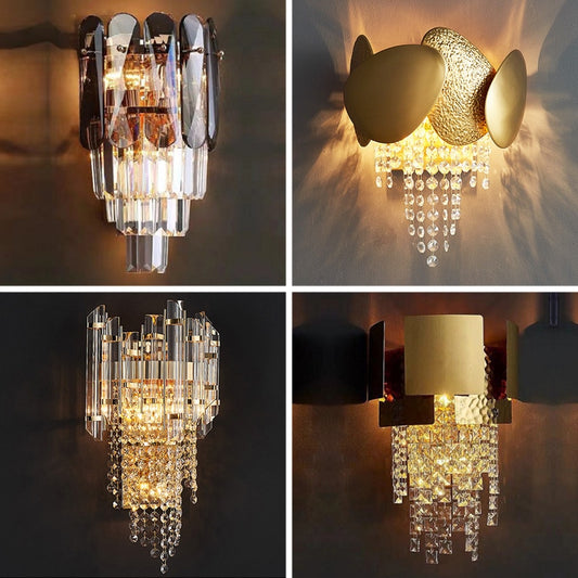 Luxury Modern Crystal Wall Lamp Living Room Minimalist Nordic Tv Background Wall Staircase Led Bedroom Bedside Led Lights