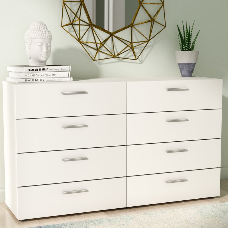 8/4 Drawer Dresser Cabinet Storage Solid Wood Home Furniture for Guest Room Bedroom Modern Style High Gloss Finish Easy Assembly