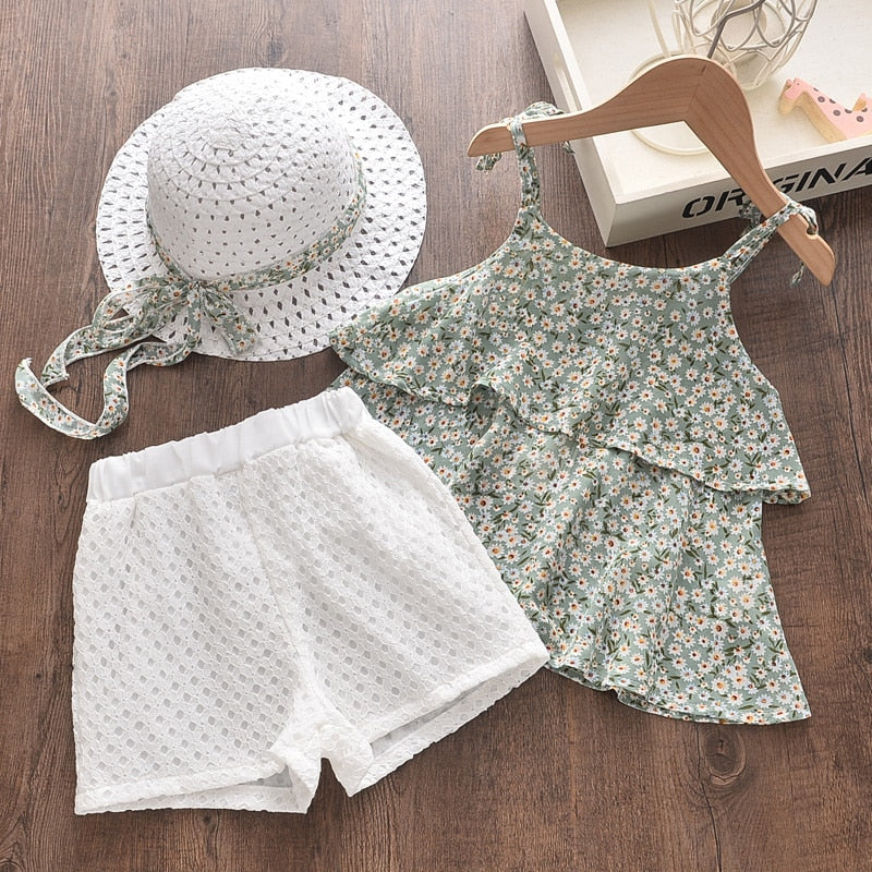 Menoea Girls Clothing Sets 2022 New Style Summer Children&#39;s Clothes Cute  Dots Lace + Bow Short Pants 2pc Suits Kids Outfits