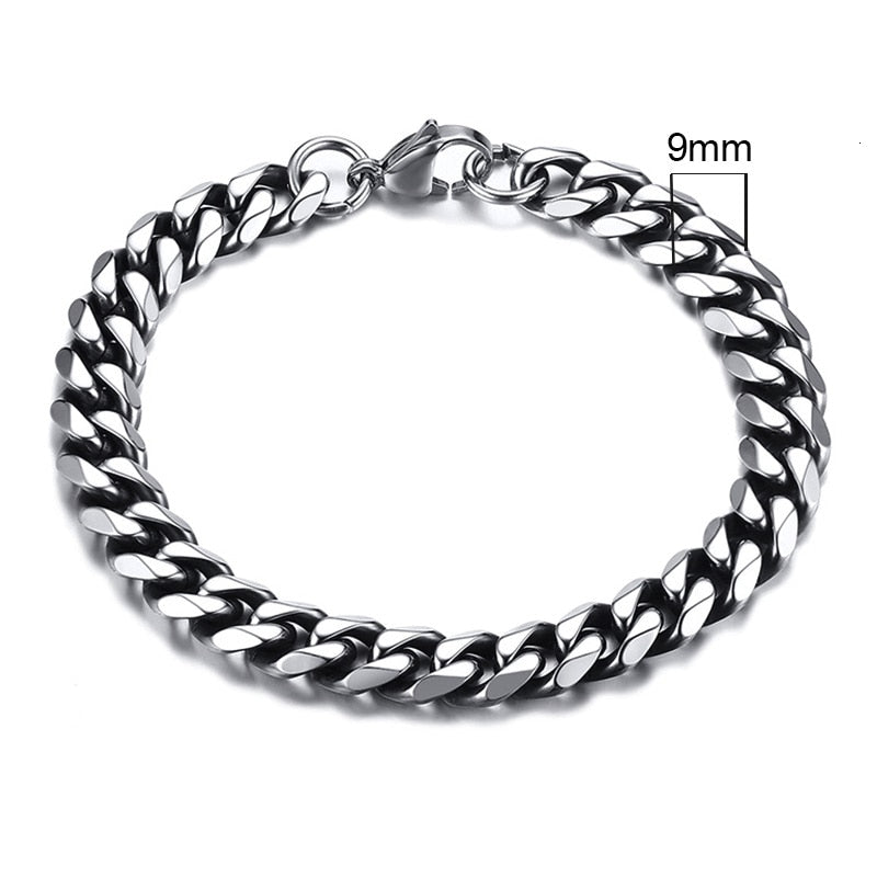 Vnox 3-11mm Chunky Miami Curb Chain Bracelet for Men, Stainless Steel Cuban Link Chain Wristband Classic Punk Heavy Male Jewelry