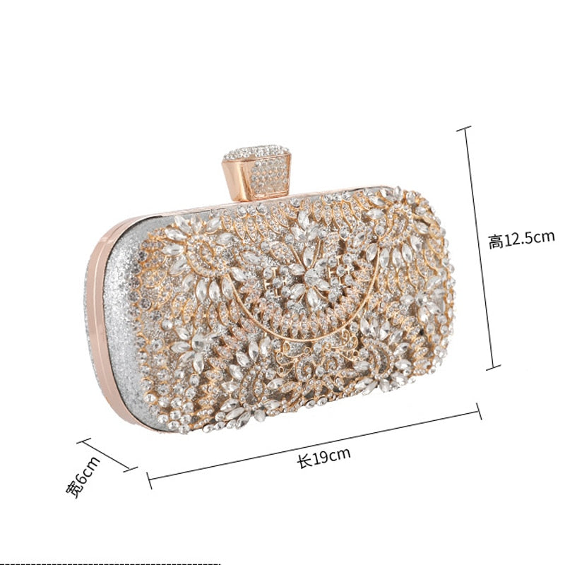 Hollow Diamond Evening Clutch Bag For Women Wedding Clutch Purse Chain Shoulder Bag Small Party Handbag With Metal Handle