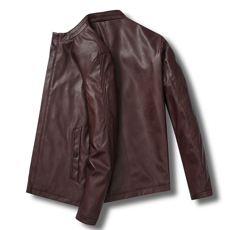 Men Jacket Leather |New Motorcycle Jacket| Men Leather Lapel Versatile Personality Slimming Zipper Pocket| Wash Leather Coat www.chishtismart.com