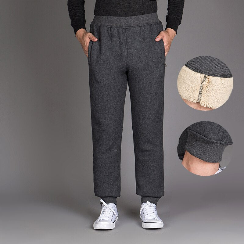 2022 Autumn Winter Men Pants Thick Warm Velvet Black Pencil Pants Vintage Elastic Waist Long Fleece Trousers Men Plus Size L-6XL