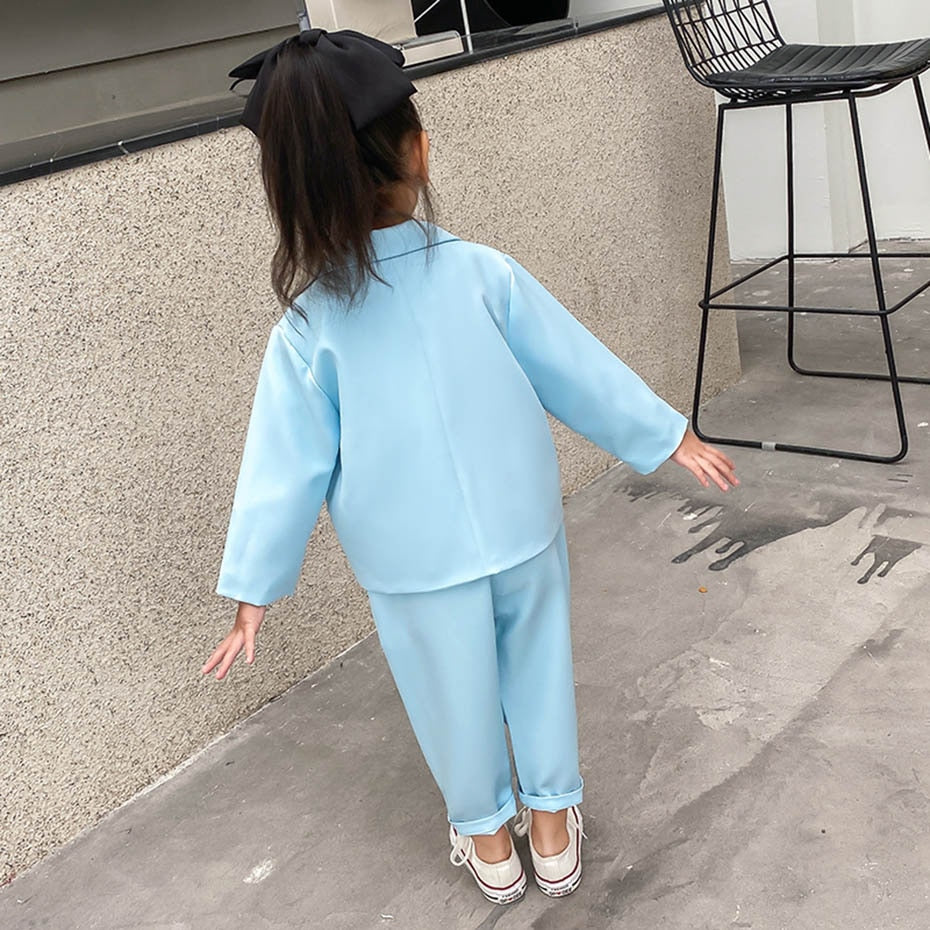 Baby Girl Suit Set Solid Color Girls Clothing Jacekt + Pants Girls Clothing Sets Spring Autumn Kids Suit Set