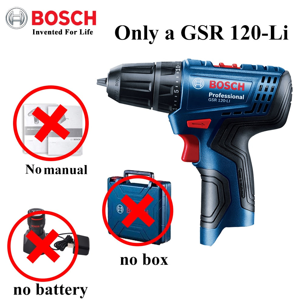 Bosch Professional Electric Drill GSR 120-LI 12V Cordless Electric Hand Drill Multi-Function Home DIY Screwdriver Power Tools