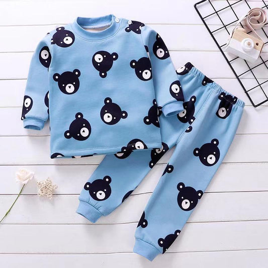 Winter Children Clothing Sets Warm Fleece Pajamas For Boys Girls Thicken Kids Dinosaur Sleepwear Baby Thermal Underwear Pyjamas