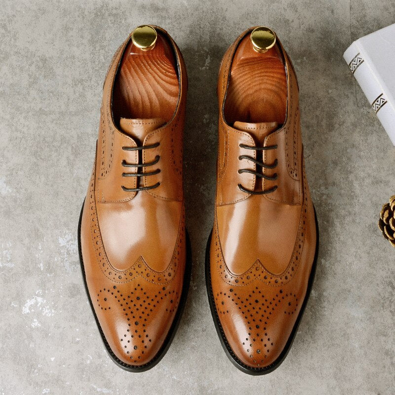 Desai 2022 New Men Dress Handmade Shoes Genuine Leather Male Oxford Italian Classic Vintage Lace-up Men&#39;s Brogue Shoes Oxford