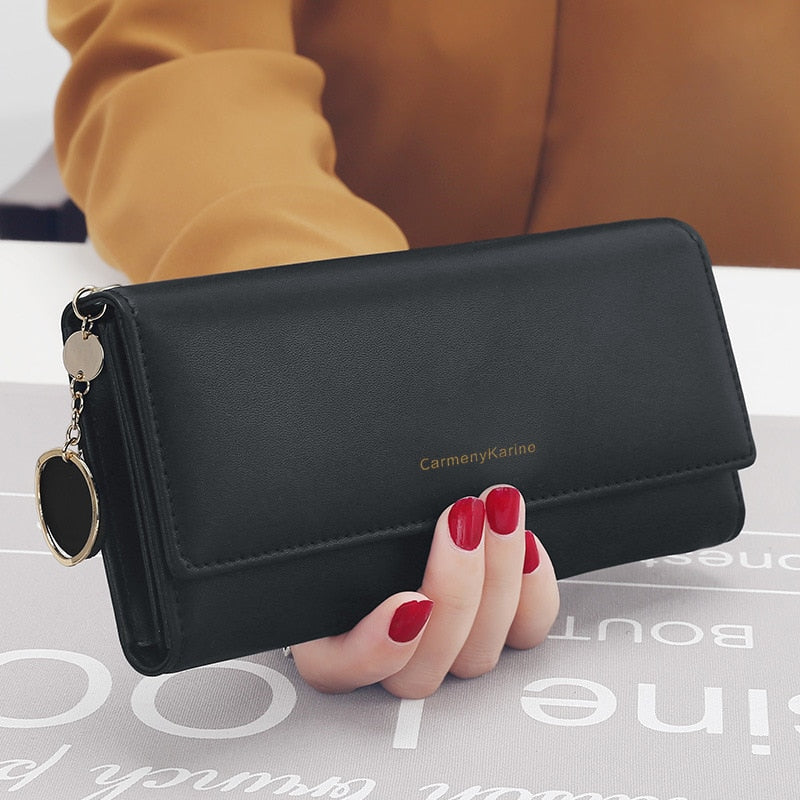 New Fashion Women Wallets Brand Letter Long Tri-fold Wallet Purse Fresh Leather Female Clutch Card Holder Cartera Mujer