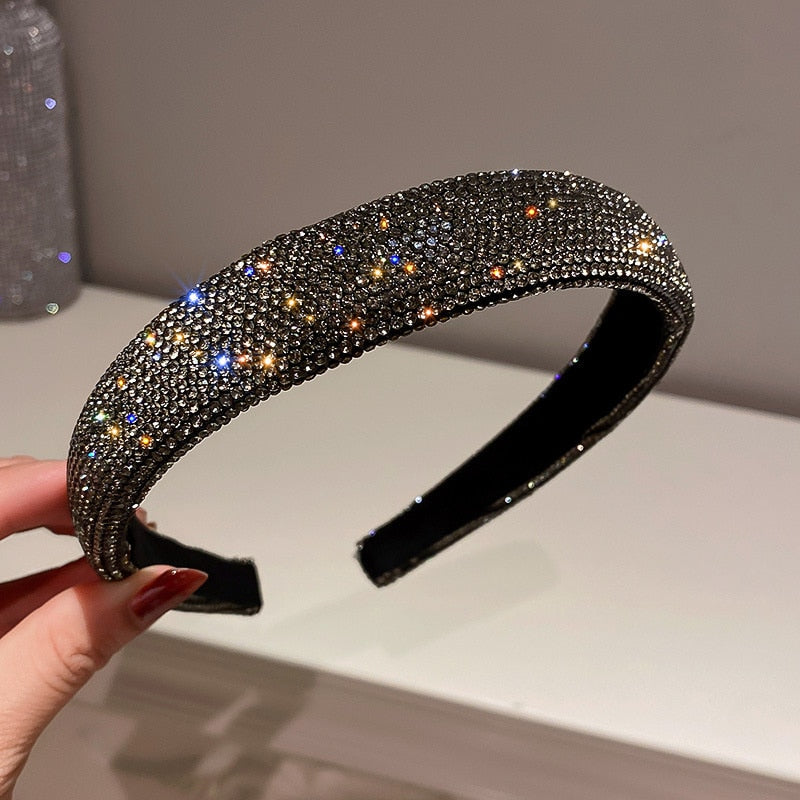 FYUAN Shiny Full Rhinestone Headbands Silver Color Hairbands Velvet Headwear for Women Hair Accessories Jewelry Gifts