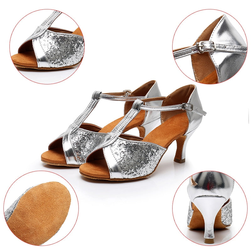 Ballroom Dance Shoes Latin Dance Shoes For Women Ladies Girls Cha Cha Tango Dancing Shoes Salsa Sandals Quality Satin