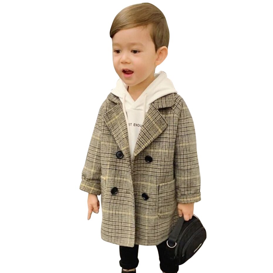 Boys Long Jacket Coat Plaid Pattern Boy Coat Casual Style Jacket Boy Spring Autumn Children&#39;s Clothes For Boys