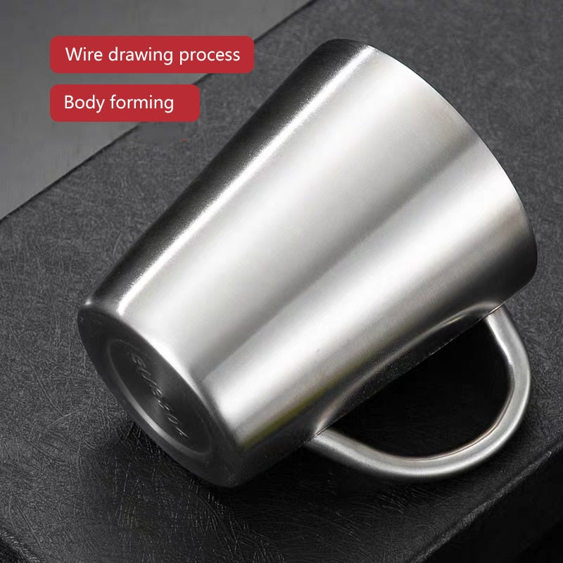High Quality 304 Stainless Steel Double-layer Coffee Cup Heat Insulation Anti-scalding Tea Cup Beer Mug