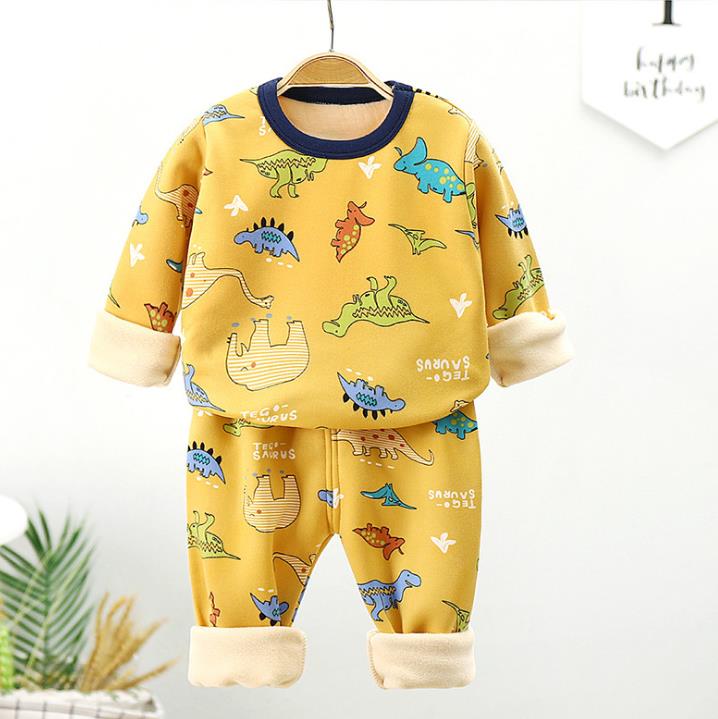 Children Pyjamas Winter Kids Clothing Sets Warm Fleece Pajamas For Boys Thicken Dinosaur Girls Sleepwear Baby Thermal Underwear