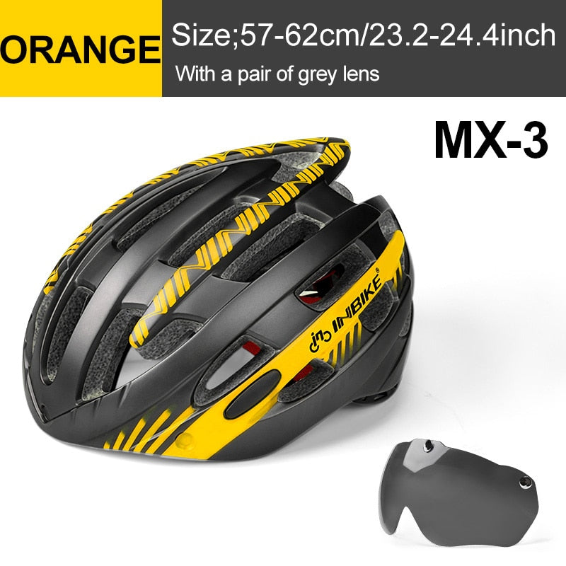 INBIKE Cycling Helmet Ultralight Bicycle Helmets Man with Goggles MTB Bike Helmet Men Women Mountain Road Sport Specialiced MX-3