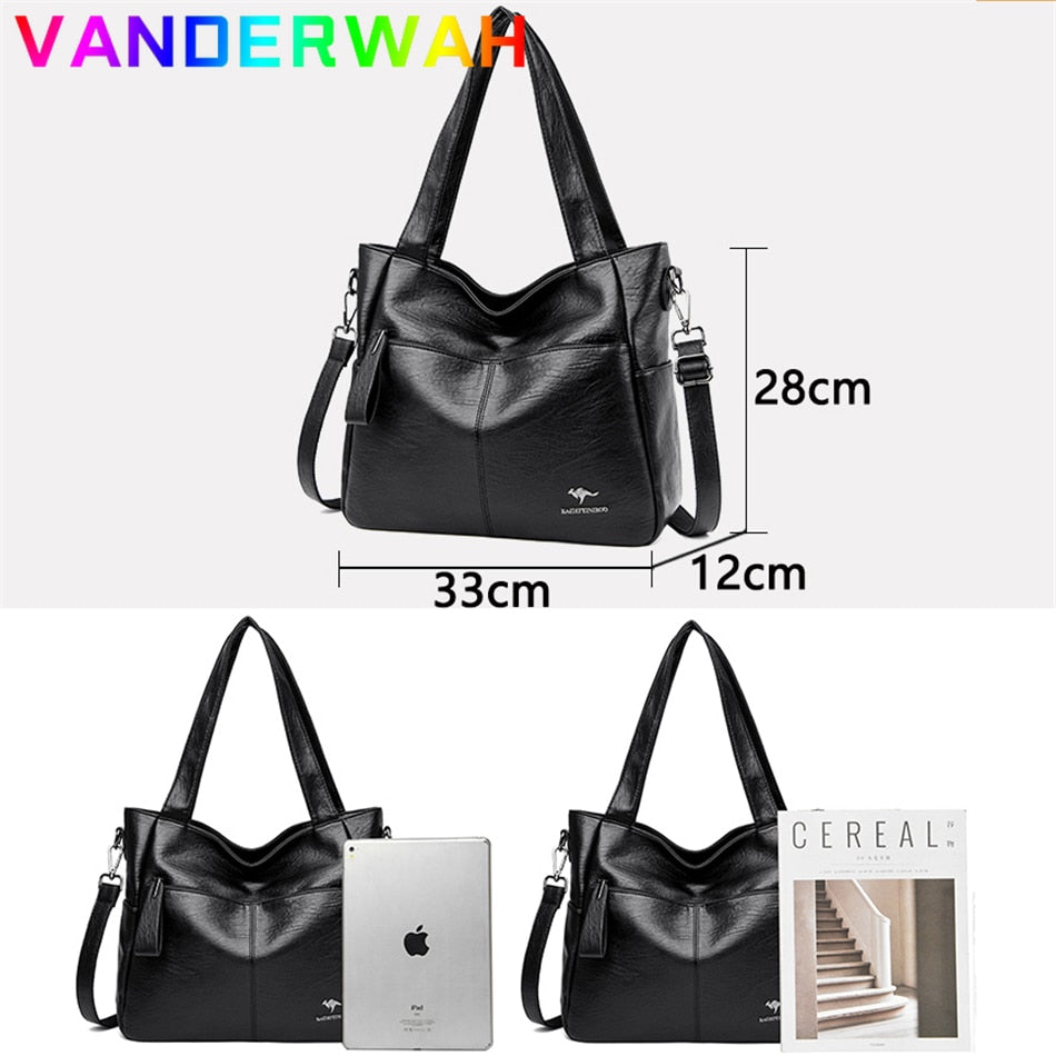 Quality Women&#39;s Leather Top Handle Bags Female Shoulder Sac Tote Shopper Bag Bolsa Feminina Luxury Designer Handbags for Woman