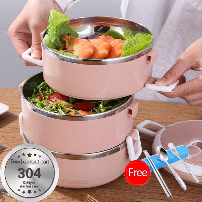 Stainless Steel Multi-layer Lunch Box Seal Heat Preservation Not Leaking Microwave Safety Office Kids School Food Container Box