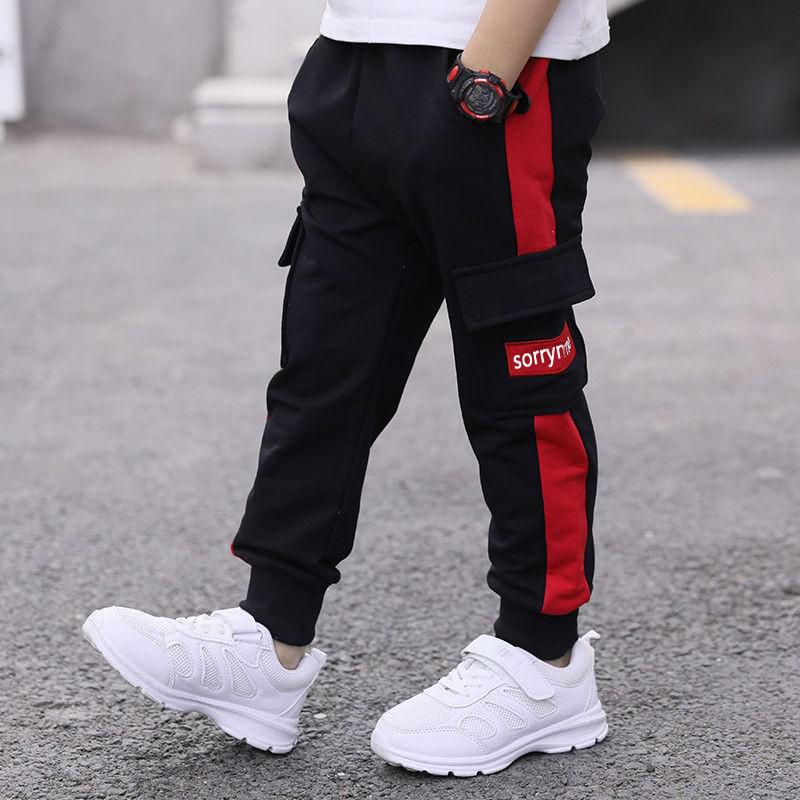 Boys Sport Pants Children Casual Pants Cotton Spring Autumn Boys Long Trousers Kids Letter Clothing Elastic Waist Jogger Pant