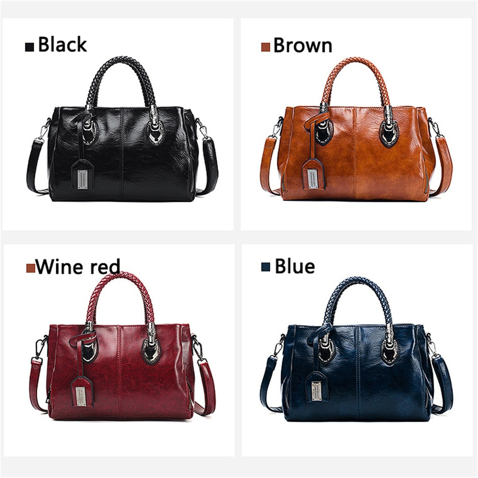 Vintage Oil Wax leather luxury handbags women bags designer ladies hand bags for women 2022 bag sac a main Femme Bolsa Feminina