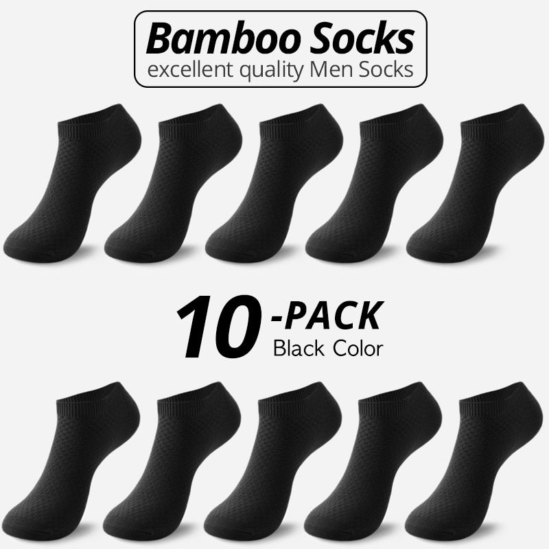10 Pairs Bamboo Fiber Men Socks Short Ankle Business Black Male Meias Socks Summer Breathable Men Dress Shoes Clothes Size 38-44