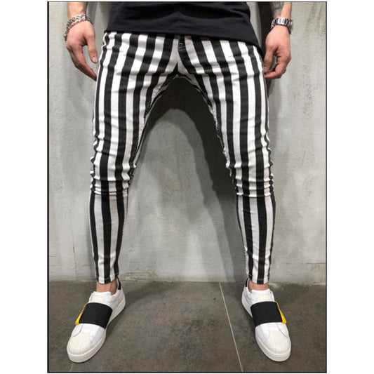 New Mens Black White Striped Casual Pants 2021 Autumn Fashion Joggers Sweatpants Men Track Pants Man Trousers Pantalones Hombre