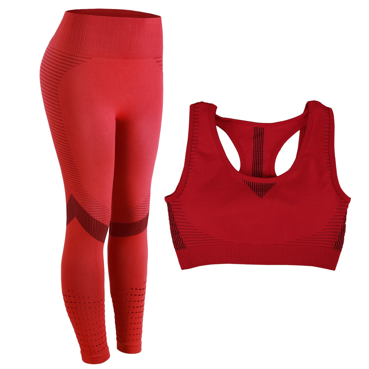 NORMOV  High Elasticity Sports Set Women Gym High Waist Fitness Workout Leggings Seamless Sports Suit Sportswear Activewear Suit