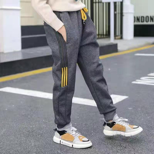 Boys Pants Winter Thicken Warm Plus Velvet Pants Girls Kids Trousers Children Sport Pants Casual Loose-fitting Trousers Fashion