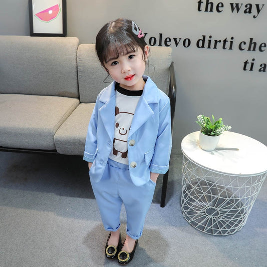 Baby Girl Suit Set Solid Color Girls Clothing Jacekt + Pants Girls Clothing Sets Spring Autumn Kids Suit Set