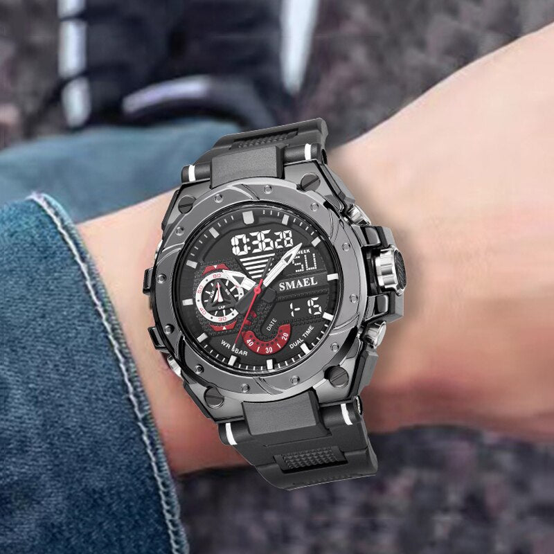 SMAEL Top Brand New Men Military Watch Sport Waterproof Dual Display Clock Male LED Quartz Digital Wrist Watch Relogio Masculino
